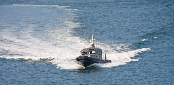 Sheriff boat patrolling the lake.